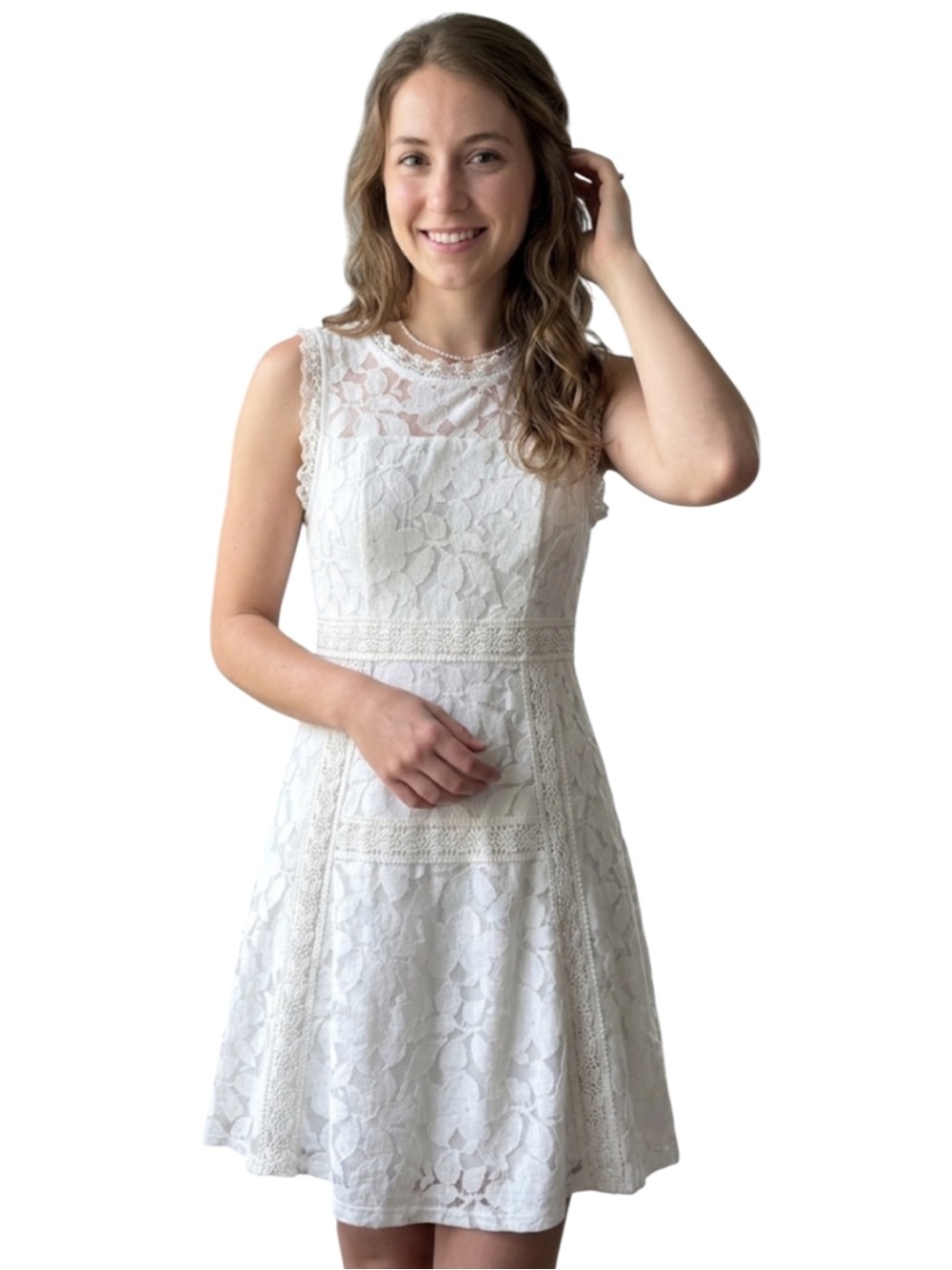 White Altar’d State Lace White Sleeveless Midi Size Medium